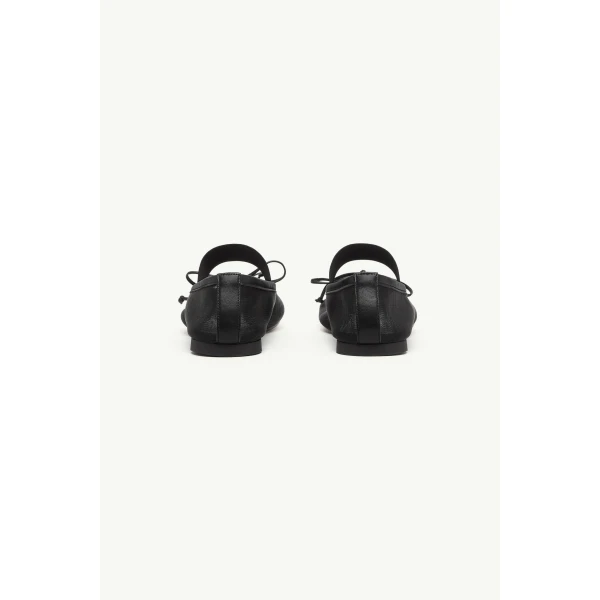MM6 Maison Margiela Nylon Anatomic Numeric Ballerinas in Black, view 4 | Flats | Coveti