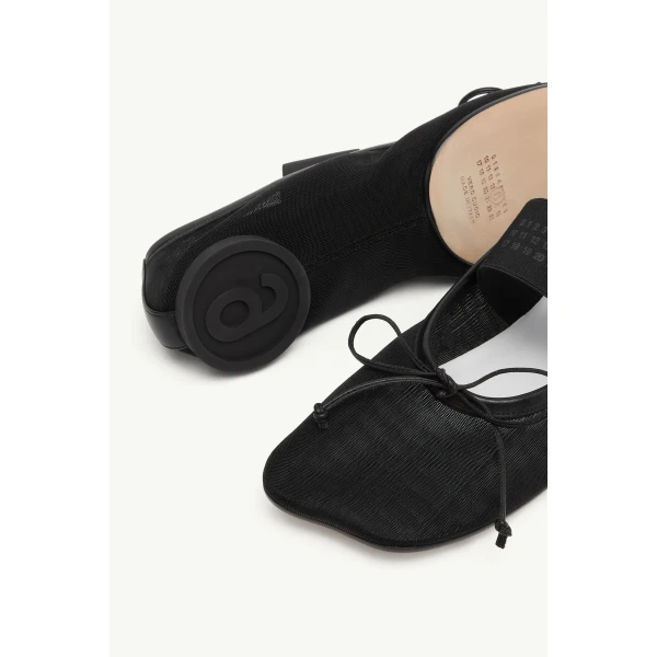 MM6 Maison Margiela Nylon Anatomic Numeric Ballerinas in Black, view 6 | Flats | Coveti