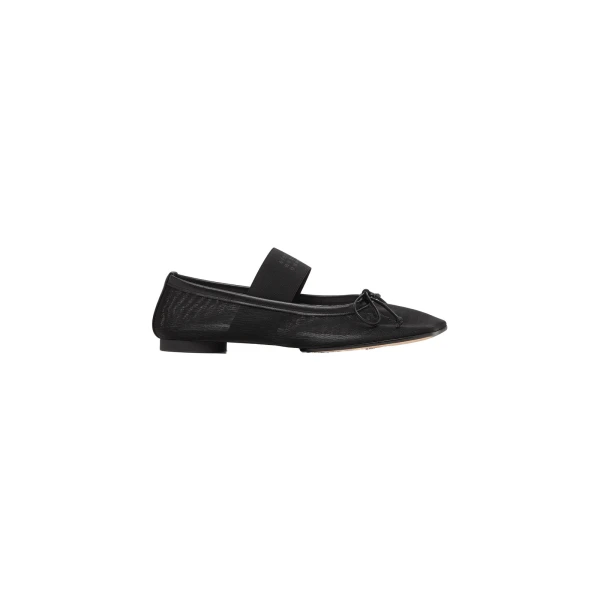 MM6 Maison Margiela Nylon Anatomic Numeric Ballerinas in Black | Flats | Coveti