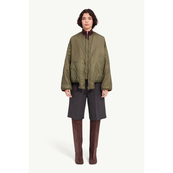 MM6 Maison Margiela Nylon Jacket with Contrast Lining in Khaki, view 2 | Jackets | Coveti