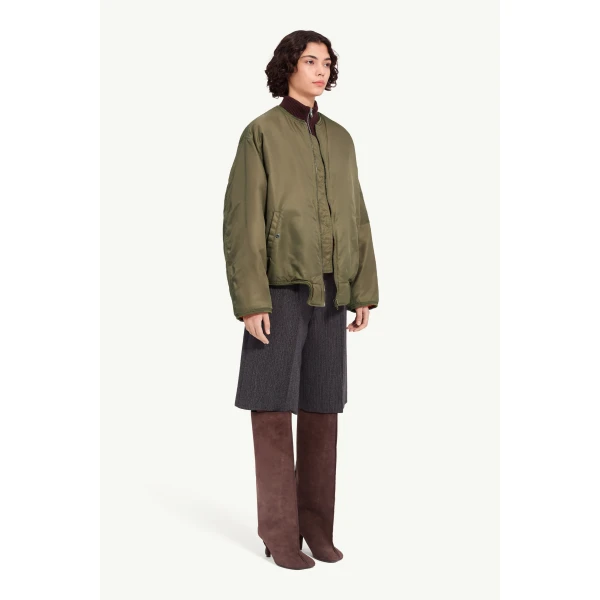 MM6 Maison Margiela Nylon Jacket with Contrast Lining in Khaki, view 3 | Jackets | Coveti