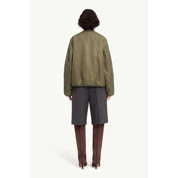 MM6 Maison Margiela Nylon Jacket with Contrast Lining in Khaki, view 4 | Jackets | Coveti