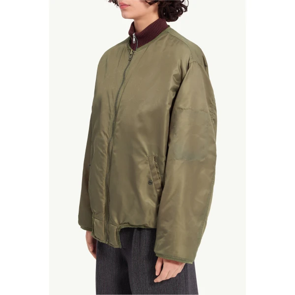 MM6 Maison Margiela Nylon Jacket with Contrast Lining in Khaki, view 5 | Jackets | Coveti