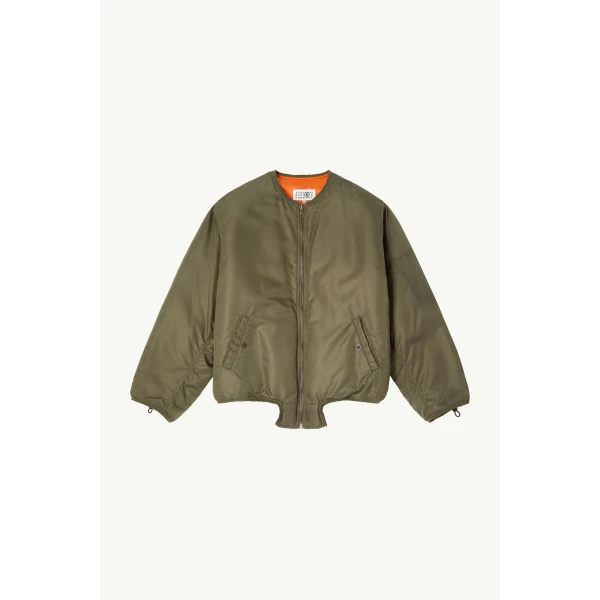 MM6 Maison Margiela Nylon Jacket with Contrast Lining in Khaki, view 6 | Jackets | Coveti