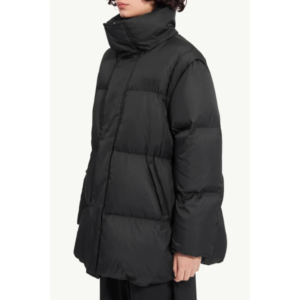 MM6 Maison Margiela Nylon Puffer Jacket in Black, view 5 | Jackets | Coveti