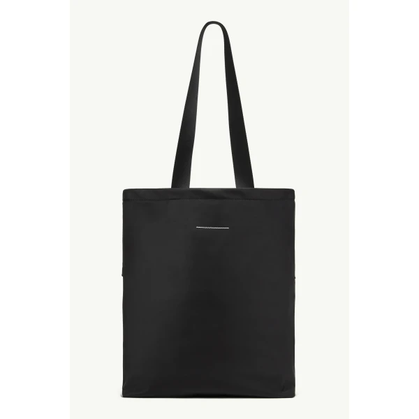 MM6 Maison Margiela Nylon Shopping Bag in Black, view 4 | Totes & Top-Handle Bags | Coveti