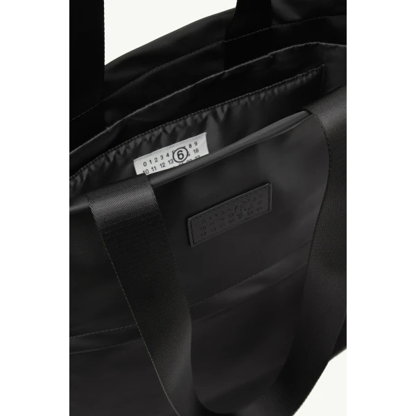 MM6 Maison Margiela Nylon Shopping Bag in Black, view 5 | Totes & Top-Handle Bags | Coveti