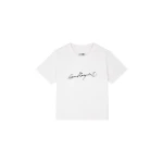MM6 Maison Margiela Overdyed Handwritten-Print T-Shirt in White | T-shirts | Coveti
