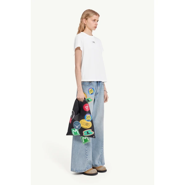 MM6 Maison Margiela Overdyed Jersey T-Shirt in White, view 3 | T-shirts | Coveti