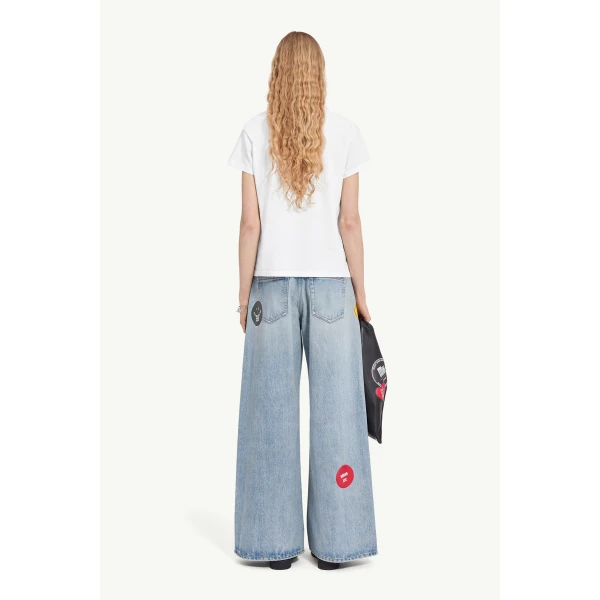 MM6 Maison Margiela Overdyed Jersey T-Shirt in White, view 4 | T-shirts | Coveti