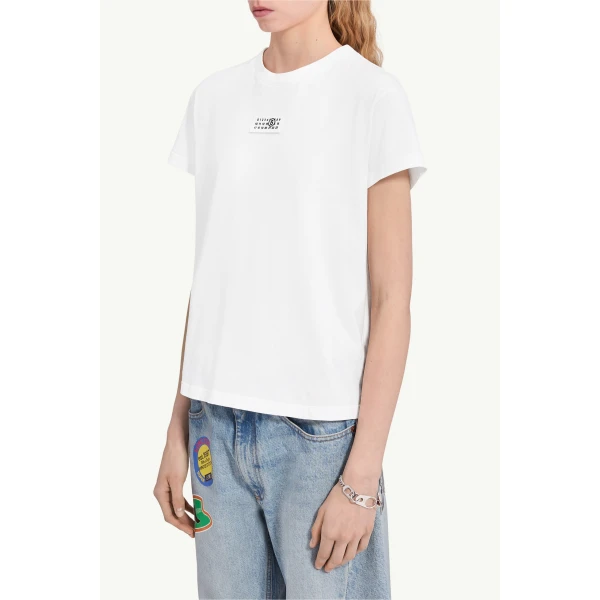 MM6 Maison Margiela Overdyed Jersey T-Shirt in White, view 5 | T-shirts | Coveti