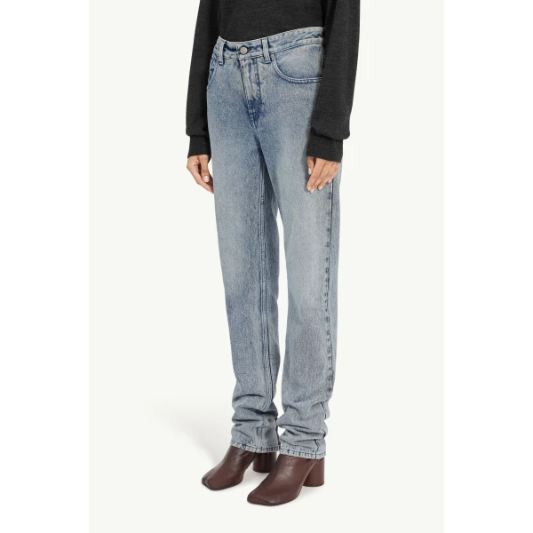 MM6 Maison Margiela Overlocked Straight-Leg Jeans in Light Blue, view 5 | Denim | Coveti