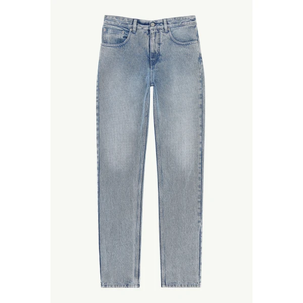 MM6 Maison Margiela Overlocked Straight-Leg Jeans in Light Blue, view 6 | Denim | Coveti