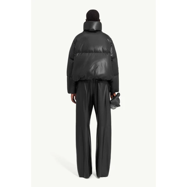 MM6 Maison Margiela Padded Faux Leather Jacket in Black, view 4 | Leather Jackets | Coveti