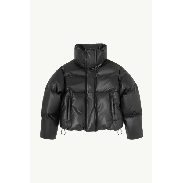 MM6 Maison Margiela Padded Faux Leather Jacket in Black, view 6 | Leather Jackets | Coveti