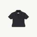 MM6 Maison Margiela Padded Polo Top in Black | Short Sleeved | Coveti