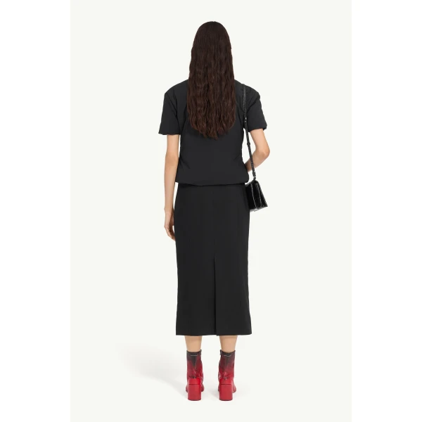 MM6 Maison Margiela Padded Polo Top in Black, view 4 | Short Sleeved | Coveti