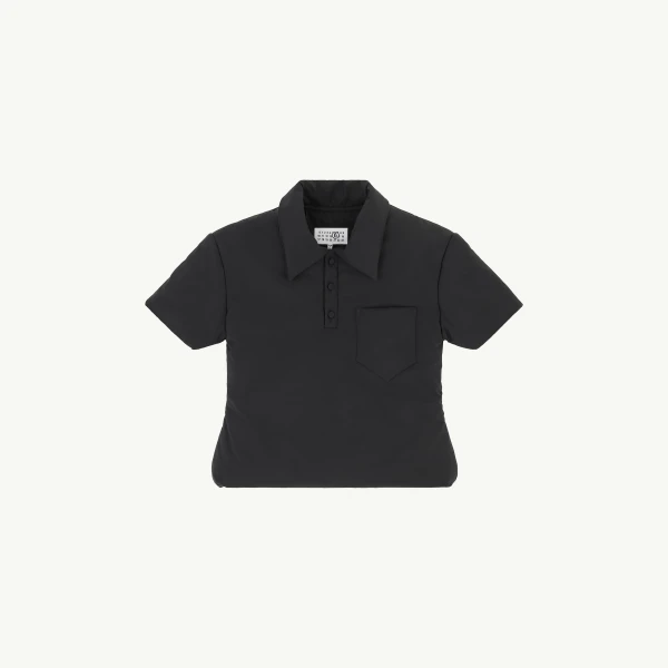 Padded Polo Top in Black