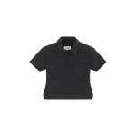 MM6 Maison Margiela Padded Polo Top in Black | Short Sleeved | Coveti