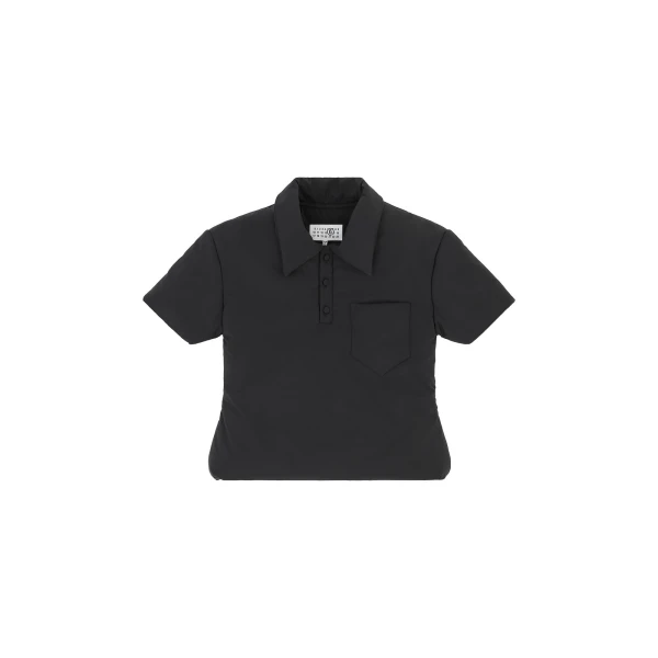 MM6 Maison Margiela Padded Polo Top in Black | Short Sleeved | Coveti