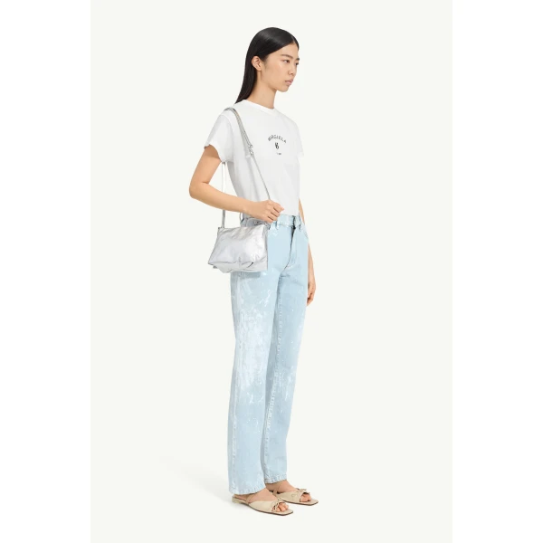 MM6 Maison Margiela Painted Straight-Leg Jeans in Light Blue, view 3 | Denim | Coveti