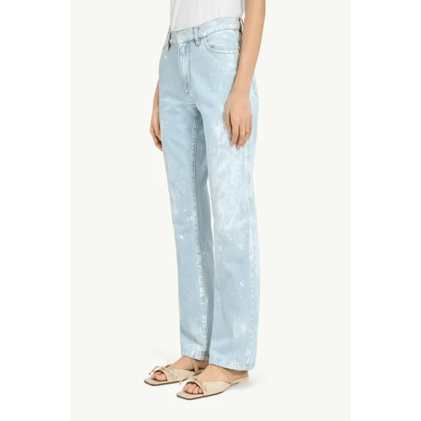 MM6 Maison Margiela Painted Straight-Leg Jeans in Light Blue, view 5 | Denim | Coveti