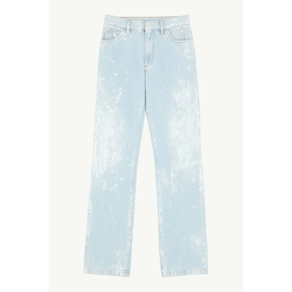 MM6 Maison Margiela Painted Straight-Leg Jeans in Light Blue, view 6 | Denim | Coveti