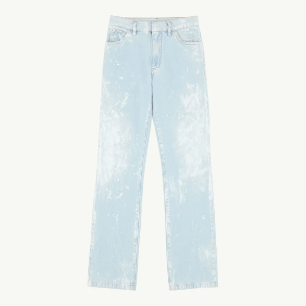 Painted Straight-Leg Jeans in Light Blue