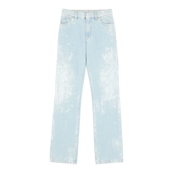 MM6 Maison Margiela Painted Straight-Leg Jeans in Light Blue | Denim | Coveti