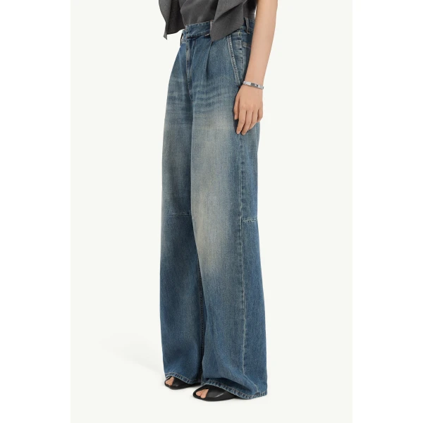 MM6 Maison Margiela Panelled Wide-Leg Jeans in Blue, view 5 | Denim | Coveti