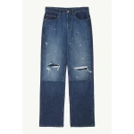 MM6 Maison Margiela Patchwork Barrel-Leg Jeans in Blue | Denim | Coveti