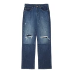 MM6 Maison Margiela Patchwork Barrel-Leg Jeans in Blue | Denim | Coveti