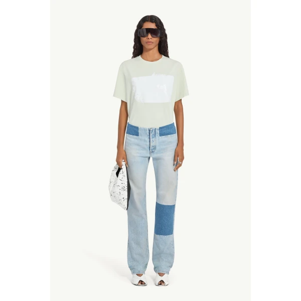 MM6 Maison Margiela Patchwork Jeans in Blue, view 2 | Denim | Coveti