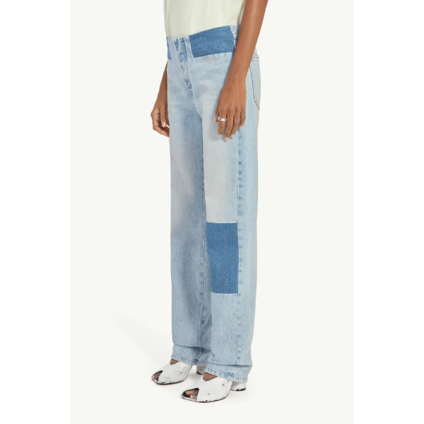 MM6 Maison Margiela Patchwork Jeans in Blue, view 5 | Denim | Coveti