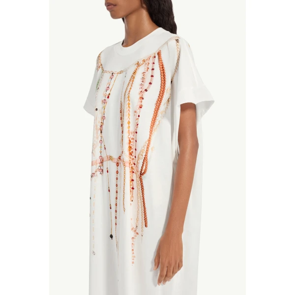MM6 Maison Margiela Pearl Jersey Dress in White, view 5 | Maxi Dresses | Coveti