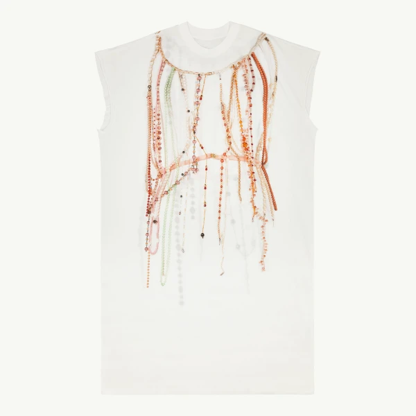 Pearl Jersey Dress in White