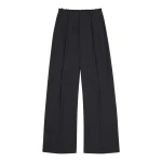 MM6 Maison Margiela Pinstripe Wool Wide-Leg Trousers in Black | Wide leg pants | Coveti