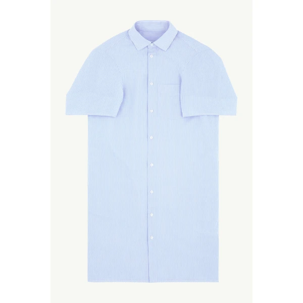 MM6 Maison Margiela Poplin Shirt Dress in White and Light Blue, view 6 | Shirtdress | Coveti