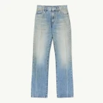 MM6 Maison Margiela Printed-Line Straight-Leg Jeans in Blue | Denim | Coveti