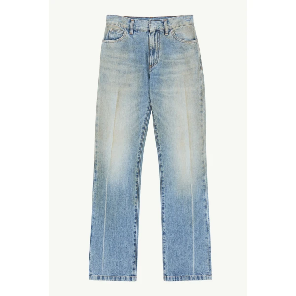 MM6 Maison Margiela Printed-Line Straight-Leg Jeans in Blue, view 6 | Denim | Coveti