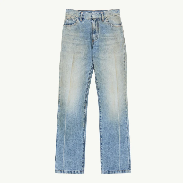MM6 Maison Margiela Printed-Line Straight-Leg Jeans in Blue | Denim | Coveti