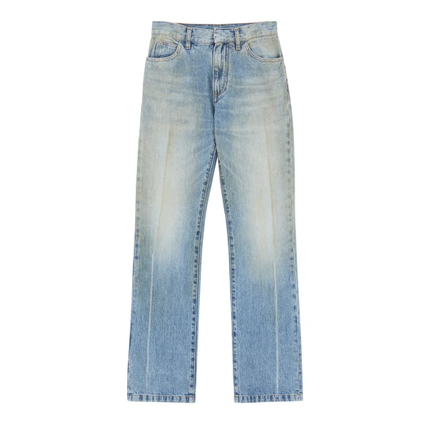 MM6 Maison Margiela Printed-Line Straight-Leg Jeans in Blue | Denim | Coveti