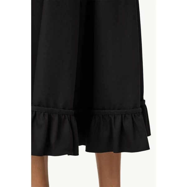 MM6 Maison Margiela Quilted Lining Gathered Skirt in Black, view 6 | Midi Skirts | Coveti