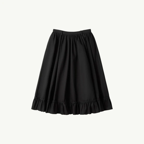 Quilted Lining Gathered Skirt in Black