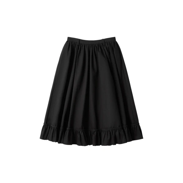 MM6 Maison Margiela Quilted Lining Gathered Skirt in Black | Midi Skirts | Coveti