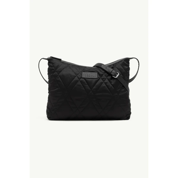 MM6 Maison Margiela Quilted Nylon Medium Crossbody Bag in Black, view 2 | Shoulder & Crossbody Bags | Coveti