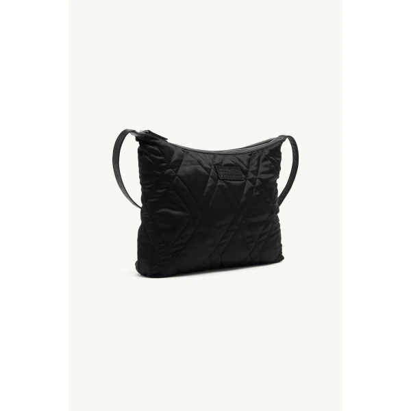 MM6 Maison Margiela Quilted Nylon Medium Crossbody Bag in Black, view 3 | Shoulder & Crossbody Bags | Coveti