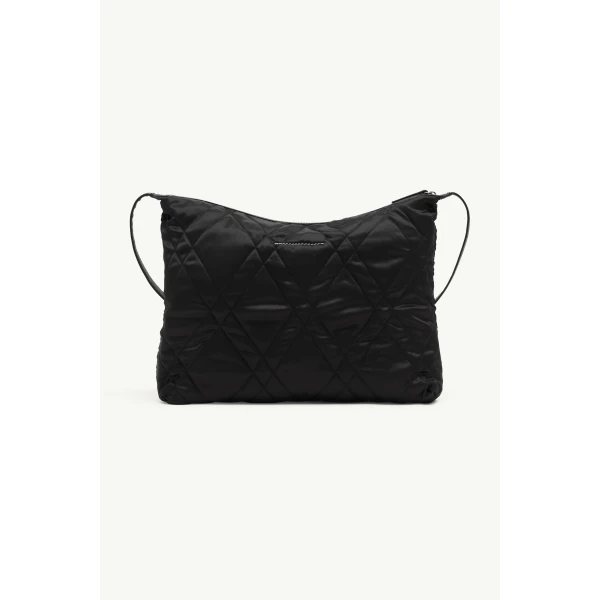 MM6 Maison Margiela Quilted Nylon Medium Crossbody Bag in Black, view 4 | Shoulder & Crossbody Bags | Coveti