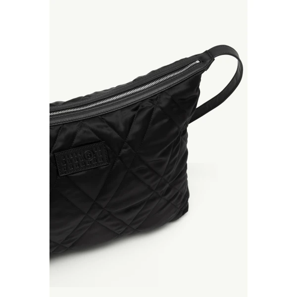 MM6 Maison Margiela Quilted Nylon Medium Crossbody Bag in Black, view 5 | Shoulder & Crossbody Bags | Coveti
