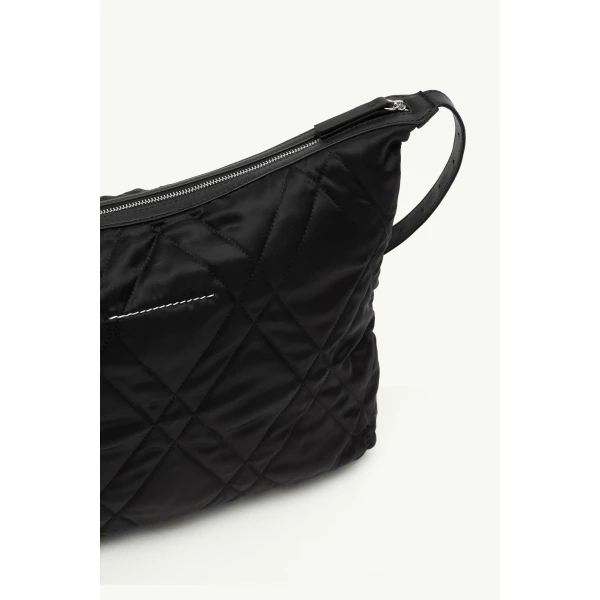 MM6 Maison Margiela Quilted Nylon Medium Crossbody Bag in Black, view 6 | Shoulder & Crossbody Bags | Coveti
